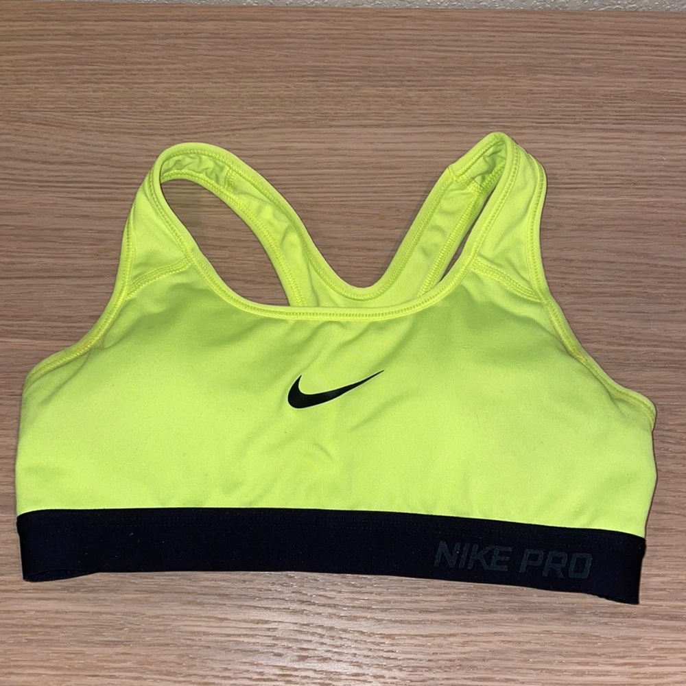 Neon yellow Nike sports bra, small